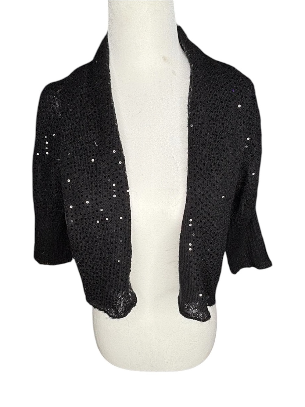 Young Fabulous & Broke Black Sequin Open-Front Shrug Cardigan Size Small